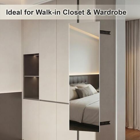 brisafe Sliding Mirror for Closet, Pull Out & Retractable Full Length Wardrobe Mirror, 90° Rotating Unbreakable Non-Glass Nanomirror, No-Drill Hidden Cabinet Mirrors for Bedroom (47" x 12", White) in Saudi Arabia