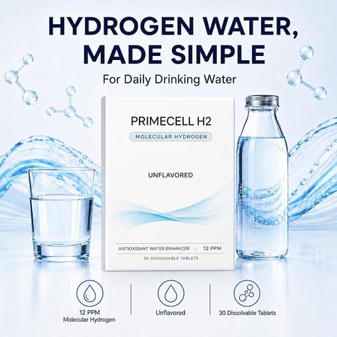 Molecular Hydrogen Tablets, 12 PPM Hydrogen Water Effervescent Tablets for Antioxidant Support and Daily Hydration, Unflavored Drinking Water Tablets, 30 Count in Saudi Arabia