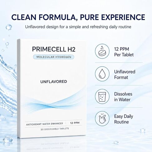 Molecular Hydrogen Tablets, 12 PPM Hydrogen Water Effervescent Tablets for Antioxidant Support and Daily Hydration, Unflavored Drinking Water Tablets, 30 Count in Saudi Arabia