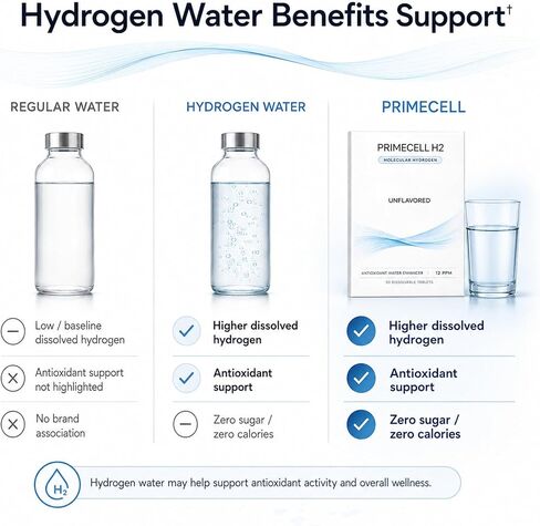 Molecular Hydrogen Tablets, 12 PPM Hydrogen Water Effervescent Tablets for Antioxidant Support and Daily Hydration, Unflavored Drinking Water Tablets, 30 Count in Saudi Arabia