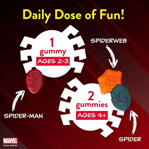 Lil Critters Marvel Spider-Man Kids Multivitamin Gummies | 190 Count | Gummy with Vitamins A B C D E | Fruit Flavors | 11 Essential Nutrients | Gluten and Dairy-Free Children's Daily Supplement in Saudi Arabia