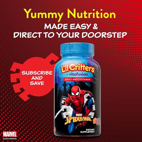 Lil Critters Marvel Spider-Man Kids Multivitamin Gummies | 190 Count | Gummy with Vitamins A B C D E | Fruit Flavors | 11 Essential Nutrients | Gluten and Dairy-Free Children's Daily Supplement in Saudi Arabia