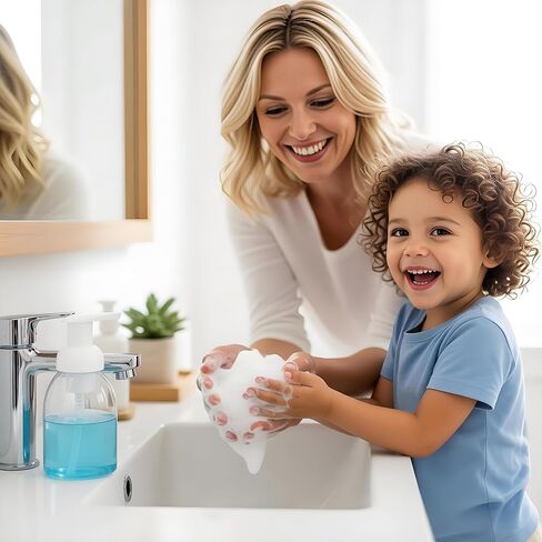 24 Pcs 8 oz Foaming Soap Dispenser Pump Bottles Foam Hand Soap Dispenser Empty Refillable Plastic Container Kitchen Bathroom Commercial Use in Kuwait
