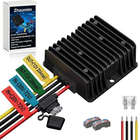 20A 240W 20V 36V 48V 60V to 12V Step Down Converter Voltage Regulator, 20-72V DC-DC Buck Converter Reducer with Fuse, Professional 12V Converter for Golf Cart, Scooter, RV, Forklift, Solar System in Saudi Arabia