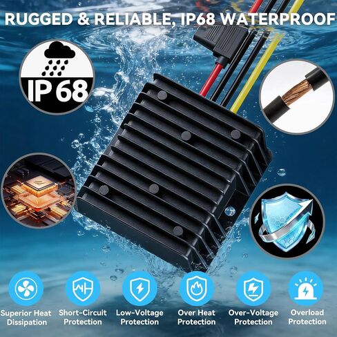 20A 240W 20V 36V 48V 60V to 12V Step Down Converter Voltage Regulator, 20-72V DC-DC Buck Converter Reducer with Fuse, Professional 12V Converter for Golf Cart, Scooter, RV, Forklift, Solar System in Saudi Arabia