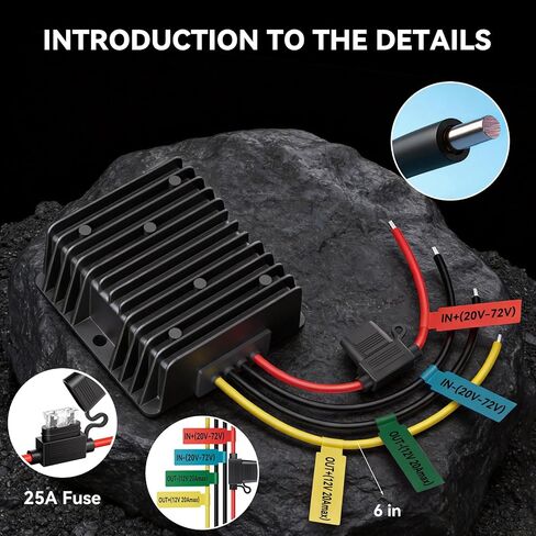 20A 240W 20V 36V 48V 60V to 12V Step Down Converter Voltage Regulator, 20-72V DC-DC Buck Converter Reducer with Fuse, Professional 12V Converter for Golf Cart, Scooter, RV, Forklift, Solar System in Saudi Arabia