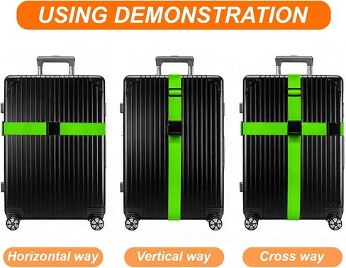 4 Pack Adjustable Luggage Straps for Suitcases – Secure Lock Travel Belts, 40''–78'' Fit, Easy Luggage Identification (Green) in Saudi Arabia