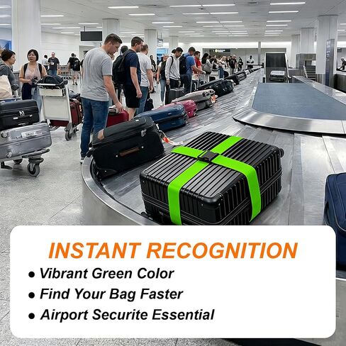 4 Pack Adjustable Luggage Straps for Suitcases – Secure Lock Travel Belts, 40''–78'' Fit, Easy Luggage Identification (Green) in Saudi Arabia