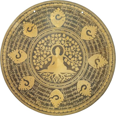 Bodhi Tree Gongs - Includes Kumari Gong Mallet & Rope/Engraved Traditional Nepalese Bronze/Hand Made for Meditation and Yoga in Kuwait