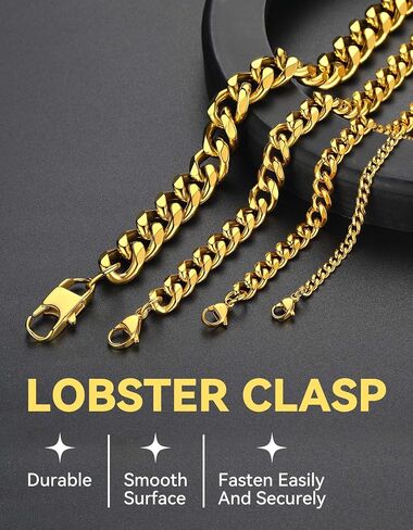 ChainsHouse Miami Cuban Chain Necklace 12mm Width 18inch and 12mm 21cm Wrist Bracelets for Men Women in Kuwait