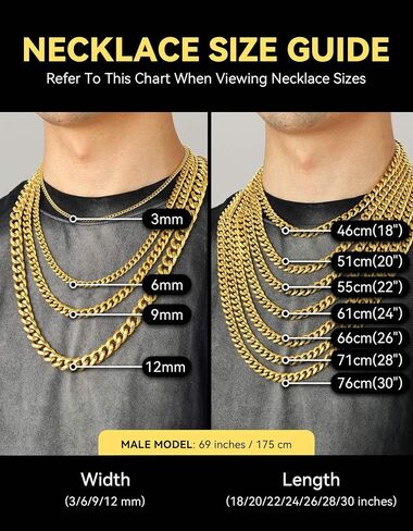 ChainsHouse Miami Cuban Chain Necklace 12mm Width 18inch and 12mm 21cm Wrist Bracelets for Men Women in Kuwait