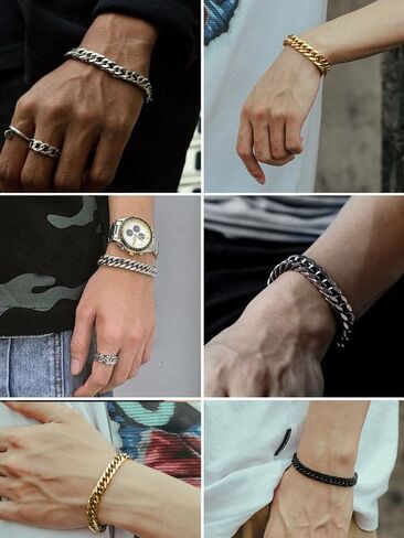 ChainsHouse Miami Cuban Chain Necklace 12mm Width 18inch and 12mm 21cm Wrist Bracelets for Men Women in Kuwait