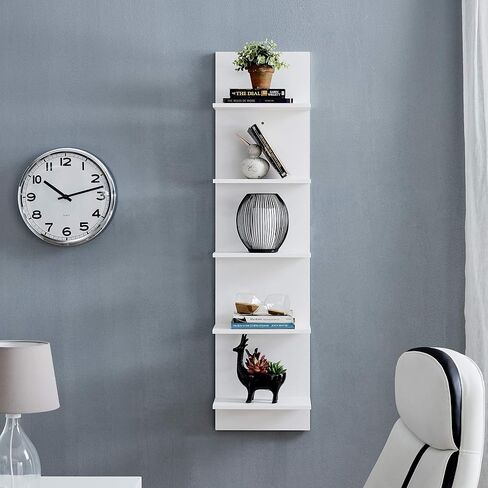 Danya B. Decorative Wall Mount Vertical Shelving Unit – Modern Column Shelves (White) in Saudi Arabia