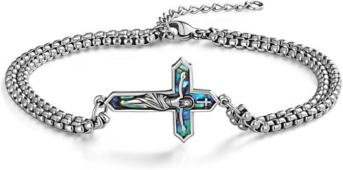 Crucifix Bracelets 925 Sterling Silver Jesus Cross Bracelets for Men Christian Jewelry Gifts in Saudi Arabia