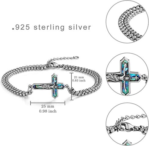 Crucifix Bracelets 925 Sterling Silver Jesus Cross Bracelets for Men Christian Jewelry Gifts in Saudi Arabia