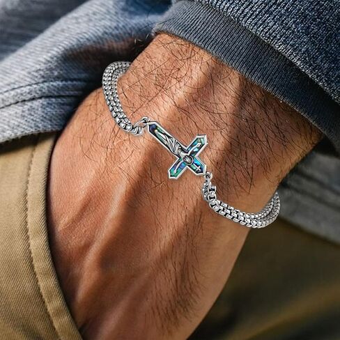 Crucifix Bracelets 925 Sterling Silver Jesus Cross Bracelets for Men Christian Jewelry Gifts in Saudi Arabia