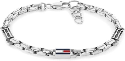 Tommy Hilfiger Men’s Enamel Flag Chain Bracelet with Adjustable Lobster Clasp in Kuwait