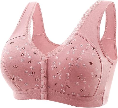 Women Front Closure No Underwire Full Coverage Push up Bra Plus Size Wireless Comfortable Everyday Bra in Kuwait