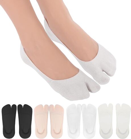 4 Pairs Tabi No Show Socks, Tabi Socks No Show Split Toe Low Cut Sock for Flip Flops Sneakers Loafers (Assorted Colors) in Saudi Arabia