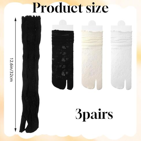 SynHHergyx Tabi Socks Women, 3 Pairs Lace Mesh Split Toe Socks Japanese Flip Flop Socks for Women Daily Wear in Kuwait