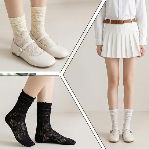 SynHHergyx Tabi Socks Women, 3 Pairs Lace Mesh Split Toe Socks Japanese Flip Flop Socks for Women Daily Wear in Kuwait