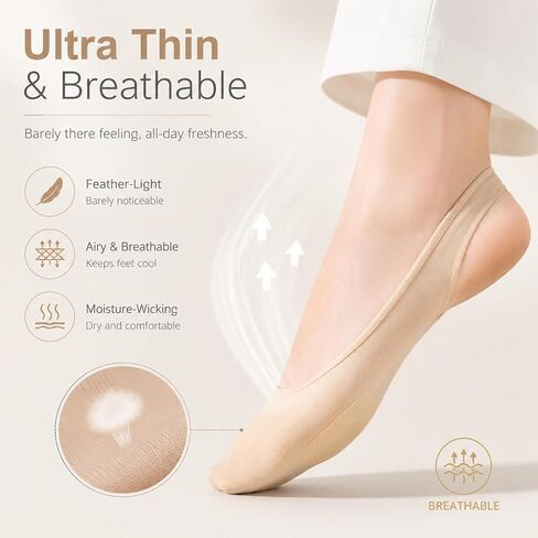 Women's Half Sole Boat Socks for Heels with Cushion Pad, No Show Toe Topper Socks for Flats Mules Slingback, 4 Pairs, Nude and Black in Saudi Arabia