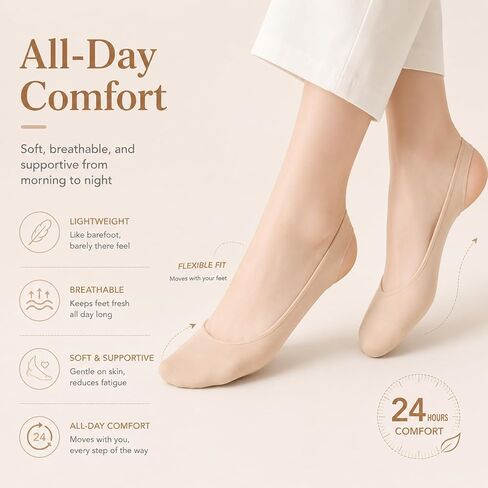 Women's Half Sole Boat Socks for Heels with Cushion Pad, No Show Toe Topper Socks for Flats Mules Slingback, 4 Pairs, Nude and Black in Saudi Arabia