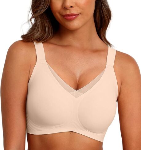 SHIJIALI Jelly Bras for Women No Underwire V Mesh Push Up Wireless Bralettes Seamless Soft Comfort Everyday Tshirt Bra in Kuwait