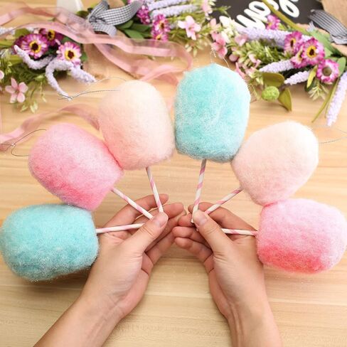Felted Wool Lollipop Christmas Tree Hanging Ornaments - Handcrafted Felt Wool Lollipop Pink White Blue Christmas Ornaments for Home Party Set of 6 Cotton Candy Land Theme in Saudi Arabia