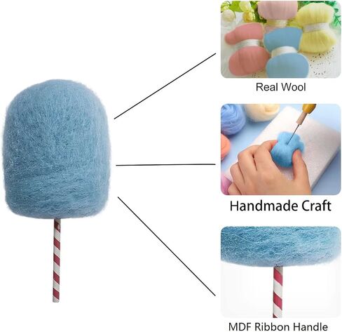 Felted Wool Lollipop Christmas Tree Hanging Ornaments - Handcrafted Felt Wool Lollipop Pink White Blue Christmas Ornaments for Home Party Set of 6 Cotton Candy Land Theme in Saudi Arabia