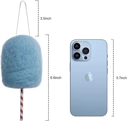 Felted Wool Lollipop Christmas Tree Hanging Ornaments - Handcrafted Felt Wool Lollipop Pink White Blue Christmas Ornaments for Home Party Set of 6 Cotton Candy Land Theme in Saudi Arabia