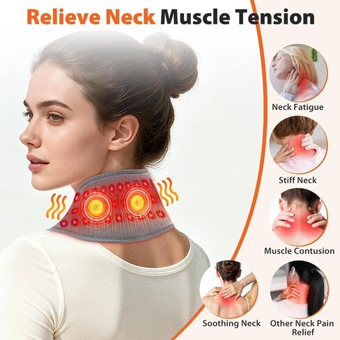 Neck Heating Pad with Massage, Heating Neck Wrap with 660nm 850nm Red Light, with 3000mAh Rechargeable, 3 Levels Heat & 3 Massage in Saudi Arabia