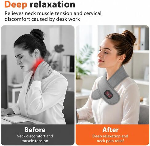Neck Heating Pad with Massage, Heating Neck Wrap with 660nm 850nm Red Light, with 3000mAh Rechargeable, 3 Levels Heat & 3 Massage in Saudi Arabia
