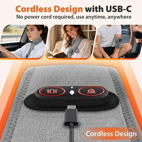 Neck Heating Pad with Massage, Heating Neck Wrap with 660nm 850nm Red Light, with 3000mAh Rechargeable, 3 Levels Heat & 3 Massage in Saudi Arabia