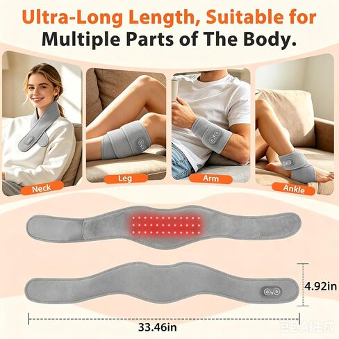 Neck Heating Pad with Massage, Heating Neck Wrap with 660nm 850nm Red Light, with 3000mAh Rechargeable, 3 Levels Heat & 3 Massage in Saudi Arabia