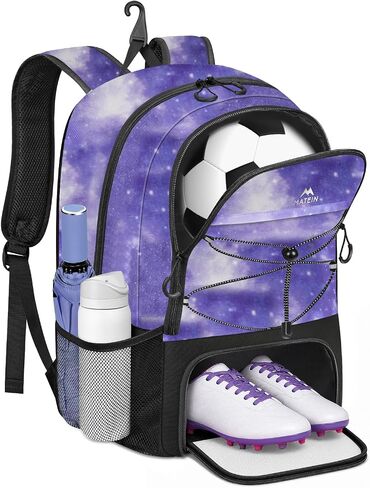 MATEIN Soccer Bags for Girls, Large Girls Soccer Backpack with Ball & Shoes Compartment, Lightweight Basketball Bag with Fence Hook, Water Resistant Sports Backpack Fits 15.6 Inch Laptop in Saudi Arabia