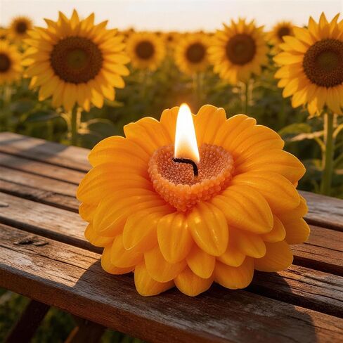 Sunflower Shaped Scented Candle,Cheerful Yellow Bloom Design,Floral Soy Wax Decorative Candle for Self-Care,Delicate Romantic Home Decor for Valentine's Day,Birthdays & Aesthetic Spaces in Saudi Arabia