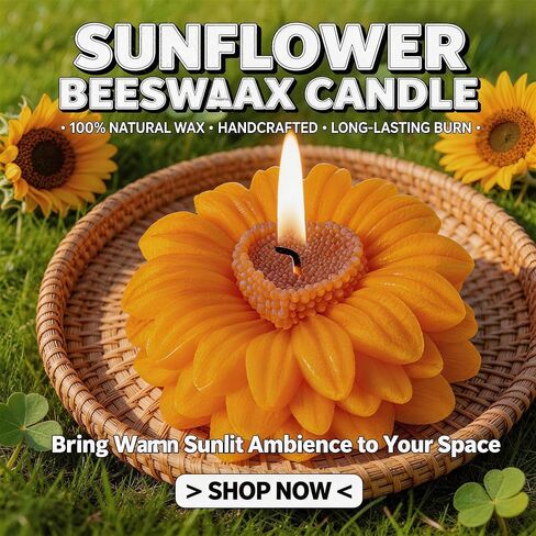 Sunflower Shaped Scented Candle,Cheerful Yellow Bloom Design,Floral Soy Wax Decorative Candle for Self-Care,Delicate Romantic Home Decor for Valentine's Day,Birthdays & Aesthetic Spaces in Saudi Arabia