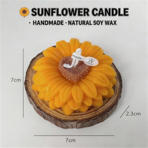 Sunflower Shaped Scented Candle,Cheerful Yellow Bloom Design,Floral Soy Wax Decorative Candle for Self-Care,Delicate Romantic Home Decor for Valentine's Day,Birthdays & Aesthetic Spaces in Saudi Arabia