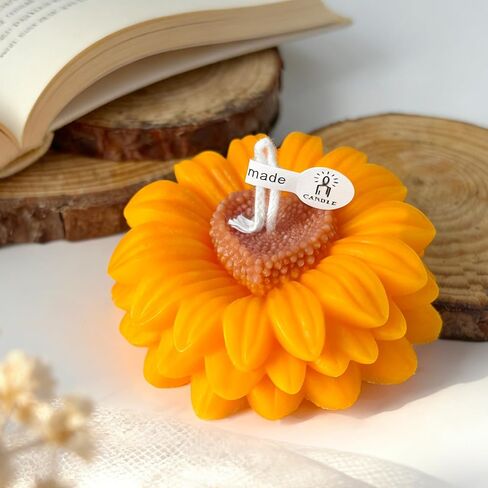 Sunflower Shaped Scented Candle,Cheerful Yellow Bloom Design,Floral Soy Wax Decorative Candle for Self-Care,Delicate Romantic Home Decor for Valentine's Day,Birthdays & Aesthetic Spaces in Saudi Arabia