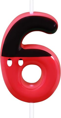2nd Red Bow Birthday Candles for Girls, Red Black Mouse Cake Topper Cupcake Decor, Mouse Cartoon Themed Birthday Party Decorations Supplies (with White dot, Number 2) in Kuwait
