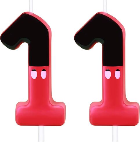 2nd Red Bow Birthday Candles for Girls, Red Black Mouse Cake Topper Cupcake Decor, Mouse Cartoon Themed Birthday Party Decorations Supplies (with White dot, Number 2) in Kuwait