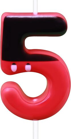2nd Red Bow Birthday Candles for Girls, Red Black Mouse Cake Topper Cupcake Decor, Mouse Cartoon Themed Birthday Party Decorations Supplies (with White dot, Number 2) in Kuwait