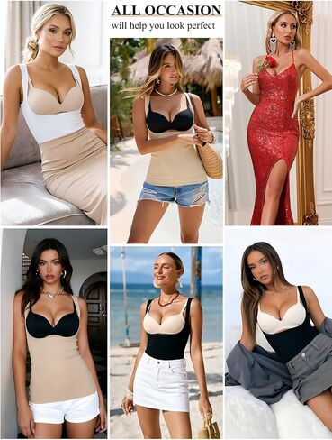 JOYSHAPER Women's Underbust Shapewear Tank Tops Tummy Control Compression Camisole Push Up Slimming Cami Top in Kuwait