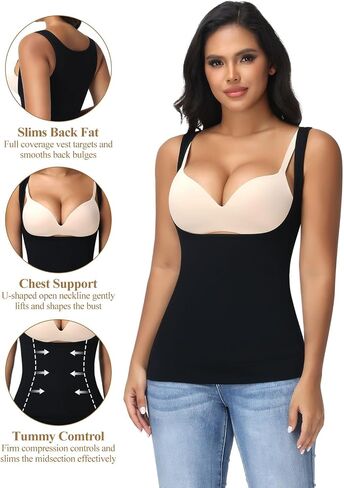 JOYSHAPER Women's Underbust Shapewear Tank Tops Tummy Control Compression Camisole Push Up Slimming Cami Top in Kuwait