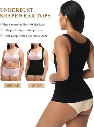JOYSHAPER Women's Underbust Shapewear Tank Tops Tummy Control Compression Camisole Push Up Slimming Cami Top in Kuwait