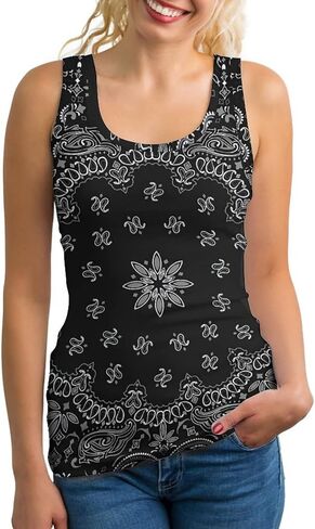 Black Paisley Bandana Print Sports Tank Tops for Women Summer Sleeveless Sport Tops Sport Yoga Vest Streetwear in Saudi Arabia
