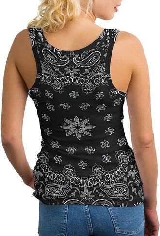 Black Paisley Bandana Print Sports Tank Tops for Women Summer Sleeveless Sport Tops Sport Yoga Vest Streetwear in Saudi Arabia