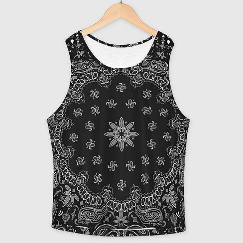 Black Paisley Bandana Print Sports Tank Tops for Women Summer Sleeveless Sport Tops Sport Yoga Vest Streetwear in Saudi Arabia