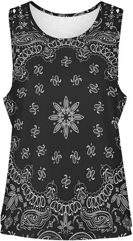 Black Paisley Bandana Print Sports Tank Tops for Women Summer Sleeveless Sport Tops Sport Yoga Vest Streetwear in Saudi Arabia